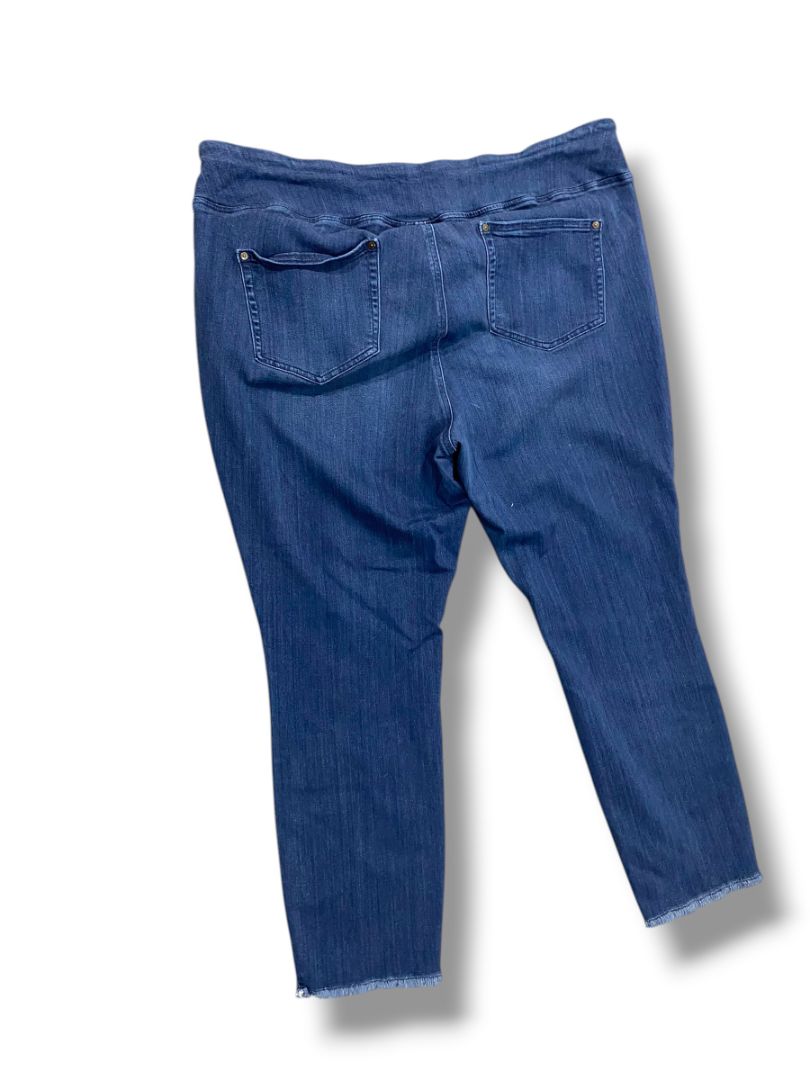 22WP Belle Kim Gravel Petite Womens Plus Size Jeggings Raw Hem Pull On Jeans