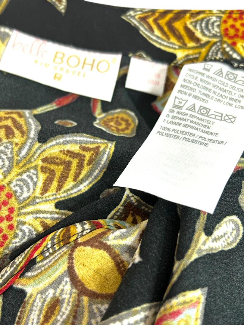 4X Belle Boho Kim Gravel Womens Plus Size Print Popover Blouse Shirt