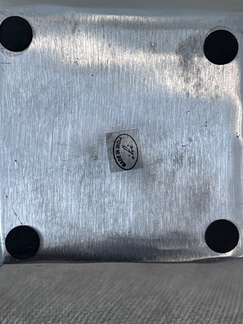 India Handicrafts Palm Tree Moon Silver Tone 9 Metal Tray Trinket Dish Napkin Holder Carolina 6" x 6"