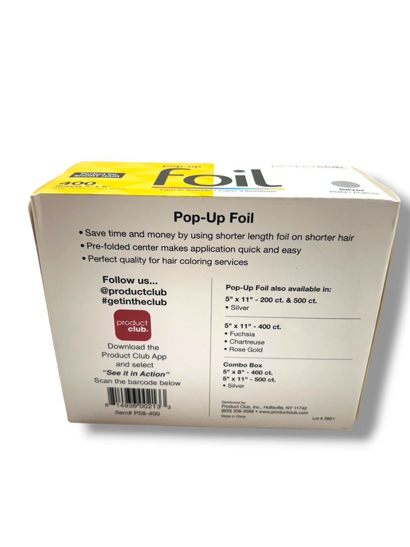 Product Club Pop-Up Foil 400 Count Box Silver 5" x 8" Salon New
