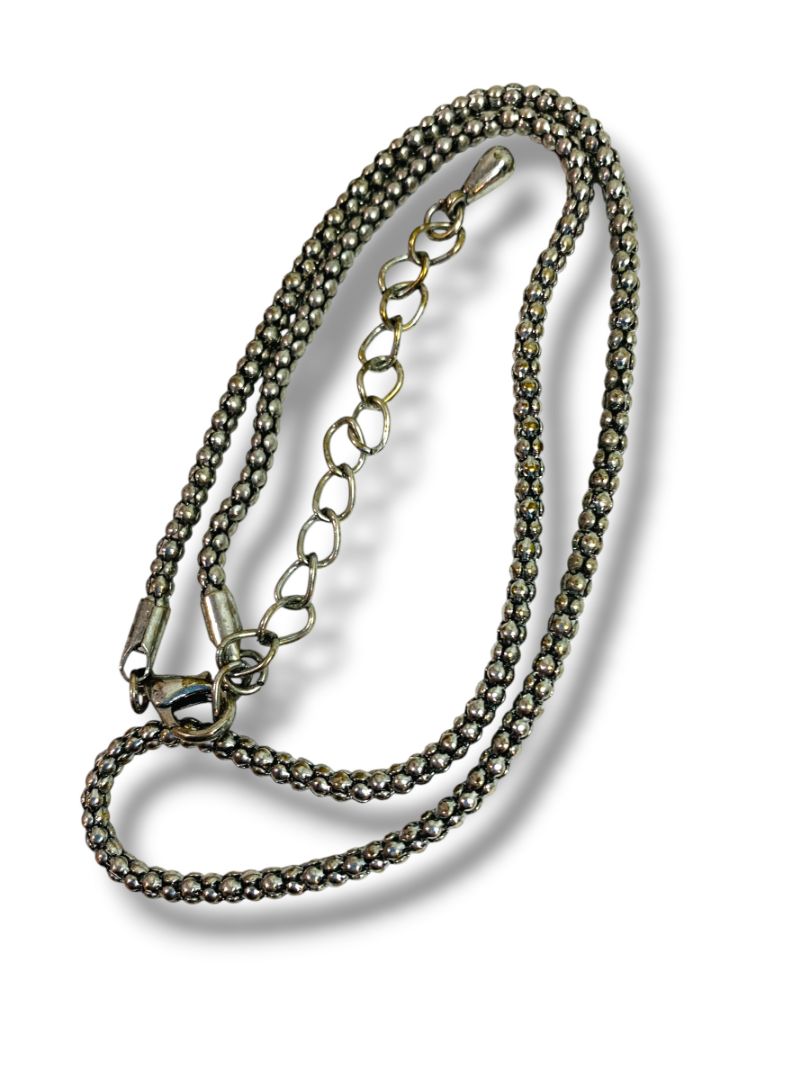 Silvertone Chain Necklace Round 17" + 2.5" Extender Lobster Clasp