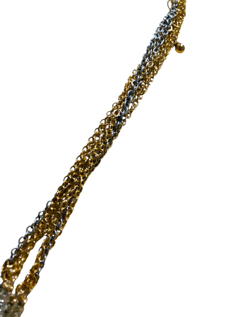 Mixed Silvertone Goldtone Coppertone Multistrand Necklace 21-24"