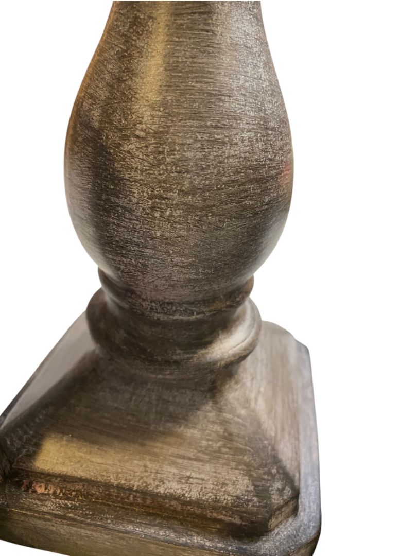 Set of 3 Taper or Pillar Candle Holders Pedestal Gray Distressed Finish 6" 8"