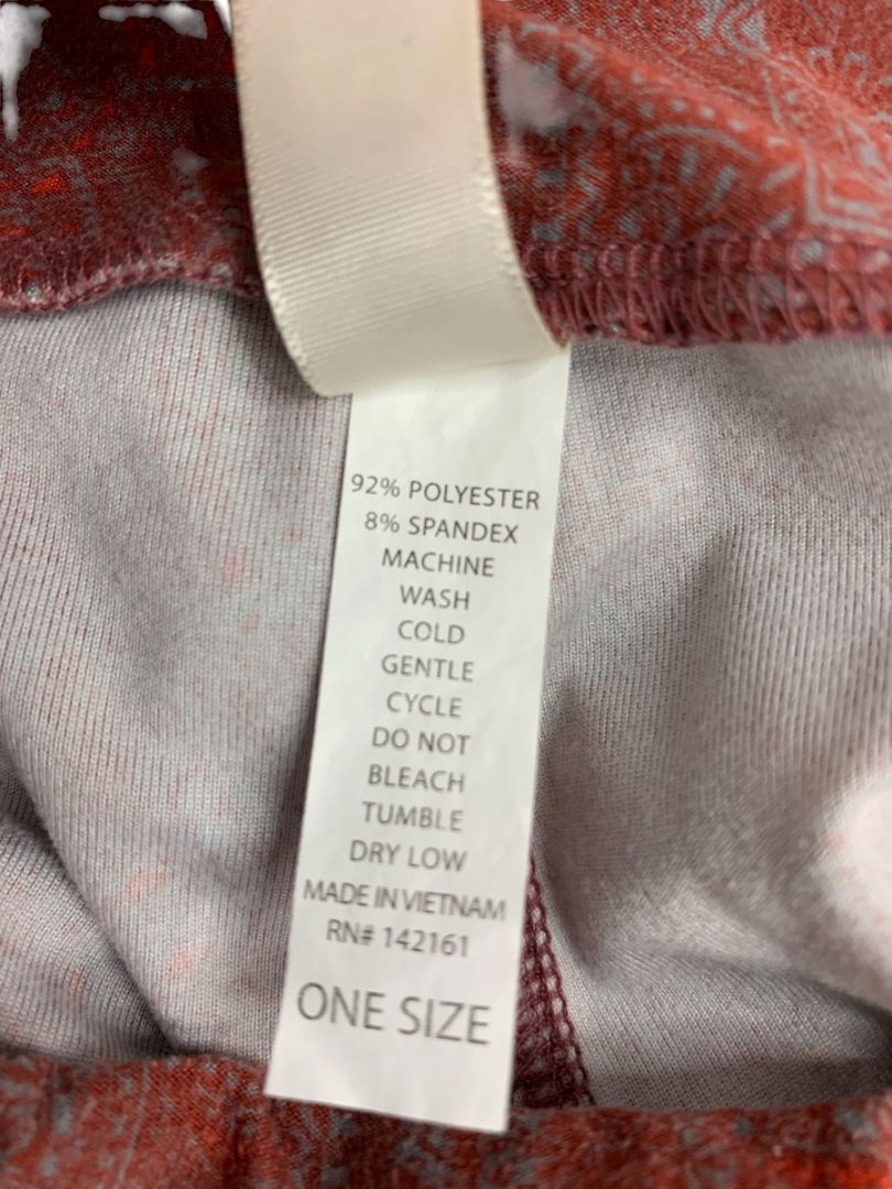 One Size LulaRoe Leggings Burgundy Gray Pattern Soft Womens