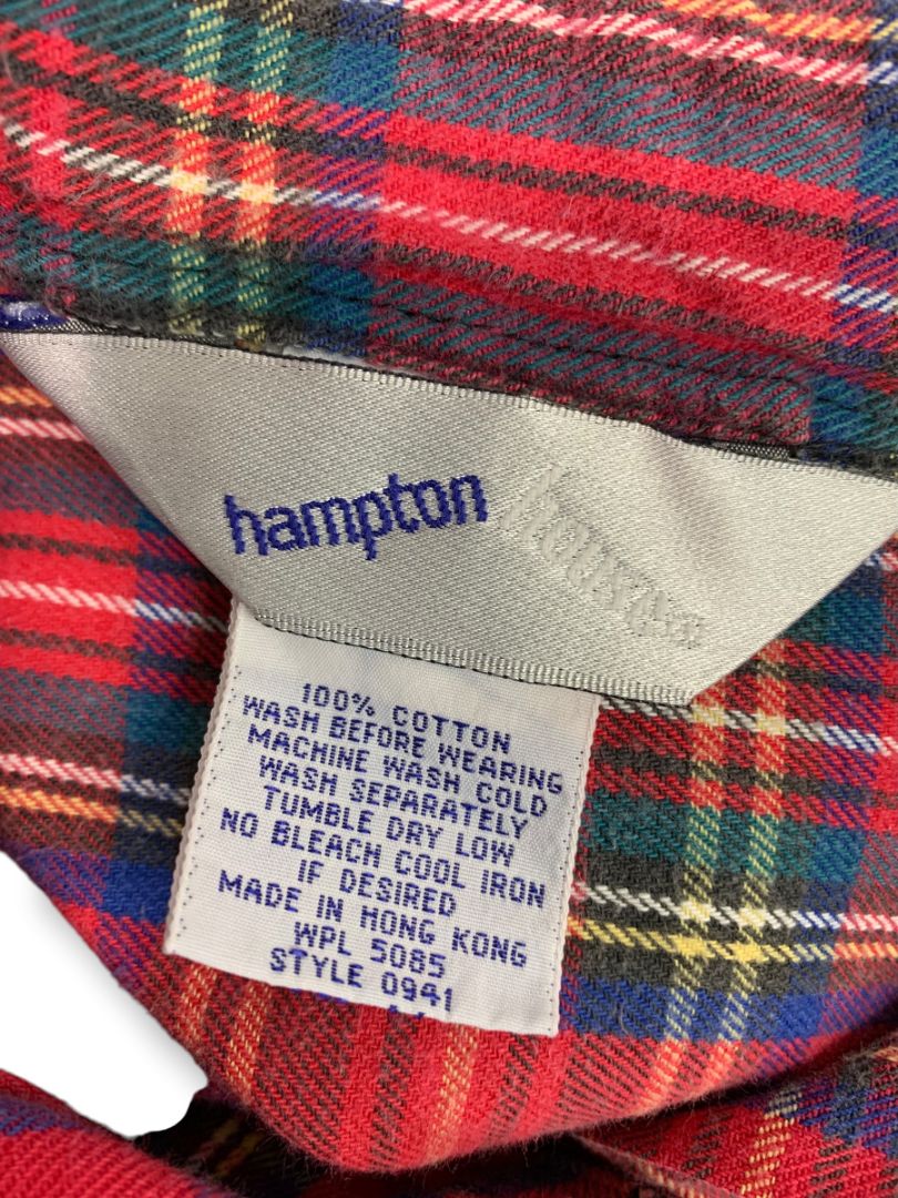 Medium Hampton House Womens Flannel Night Dress Button Up Red PJs