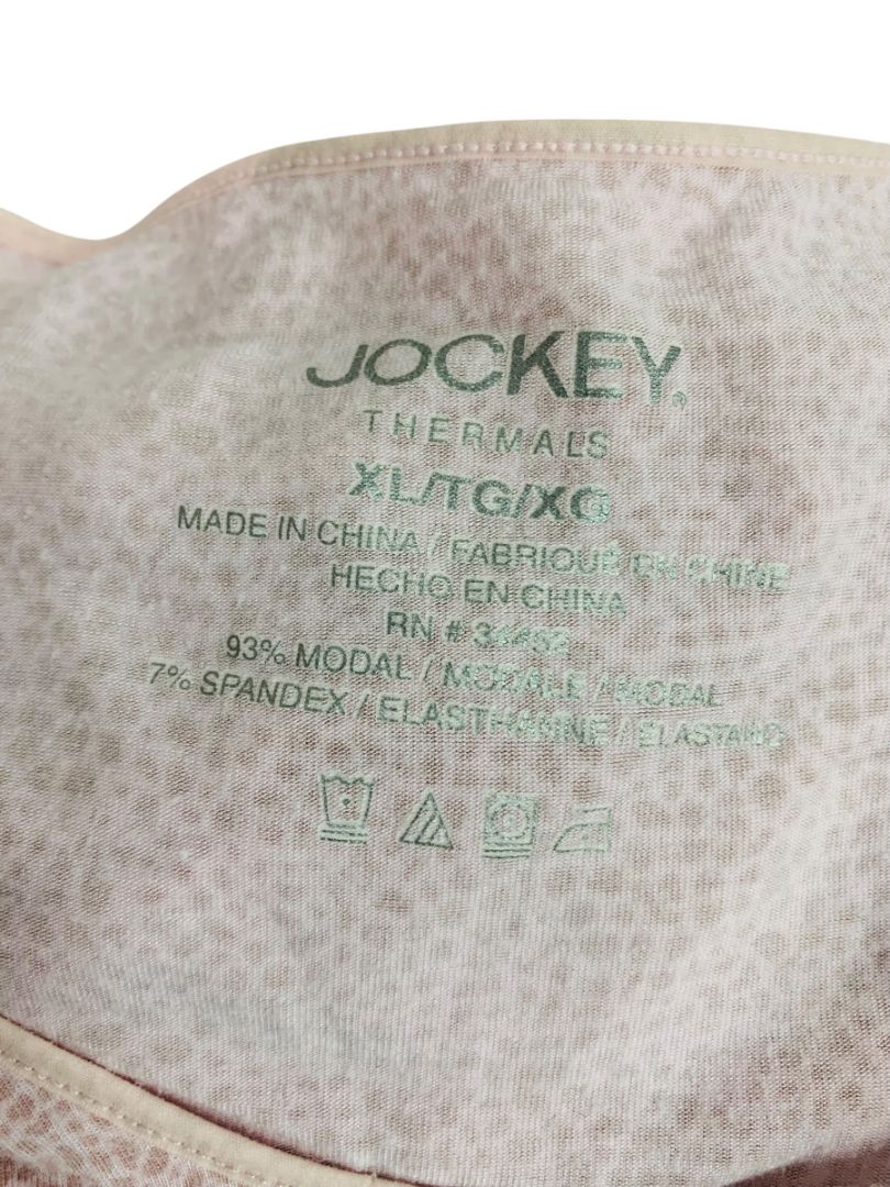 XL Jockey Thermals Womens Pink Spotted Base Layer Shirt Scoop Neck