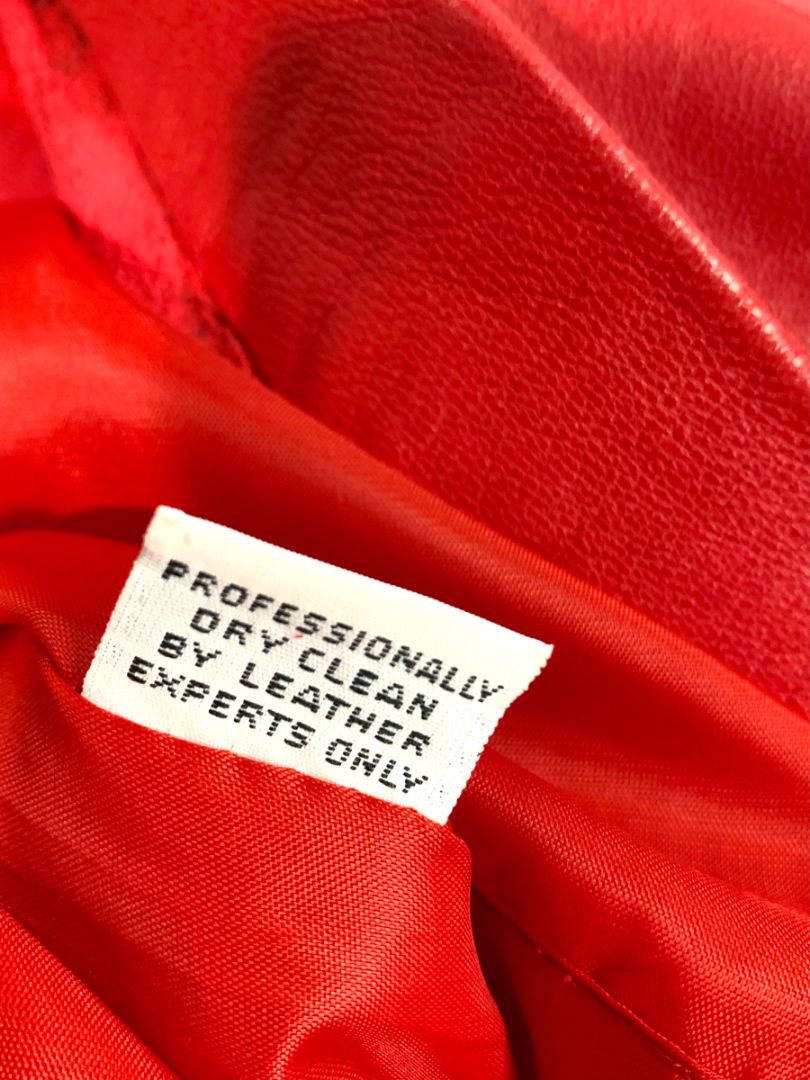 Size 9 Maxima Junior Womens Red Leather Knee Length Skirt Side Zip