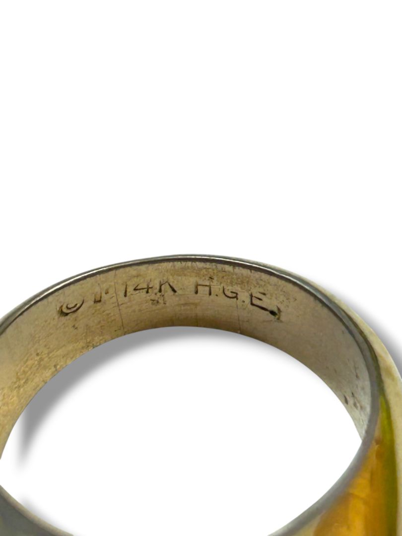 Vintage Size 9 Mens 14K Gold Electroplate Crystal Pave Ring