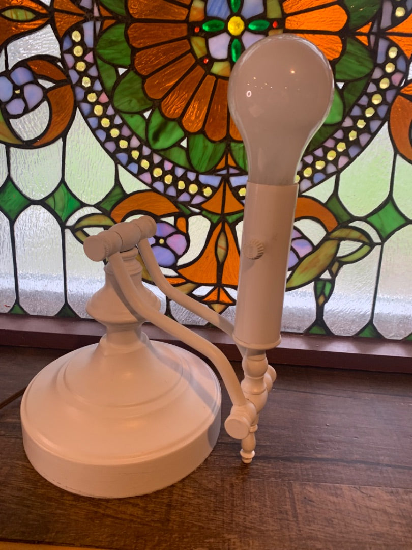 Vintage Painted White Hinged Tabletop Lamp Light Adjustable