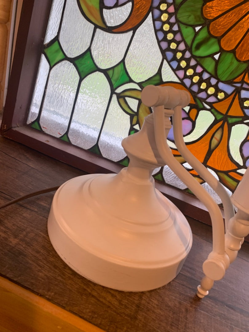 Vintage Painted White Hinged Tabletop Lamp Light Adjustable