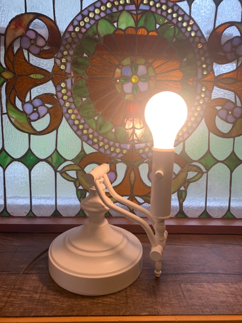 Vintage Painted White Hinged Tabletop Lamp Light Adjustable