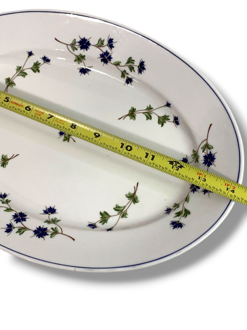 Barbeau by Pillivuyt Oval Serving Platter Blue Cornflower French Pottery 14.5"