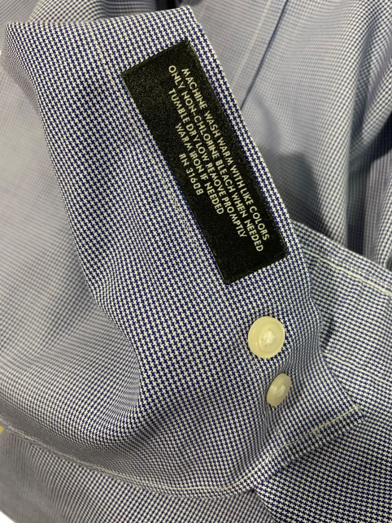 Large (16.5-33) Jos A Bank Mens Tailored Fit Button Down Shirt Blue White Microcheck