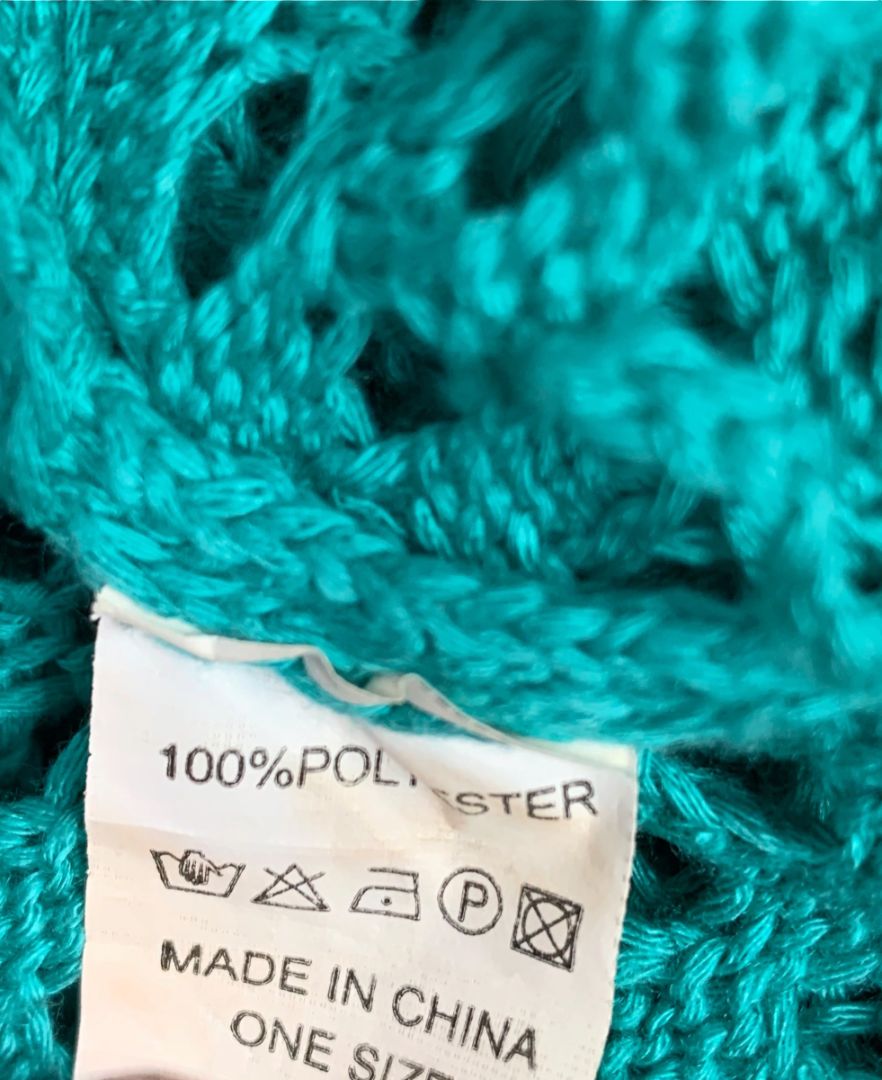 One Size Womens Loose Knit Teal Swim Coverup Blouson V-Neck