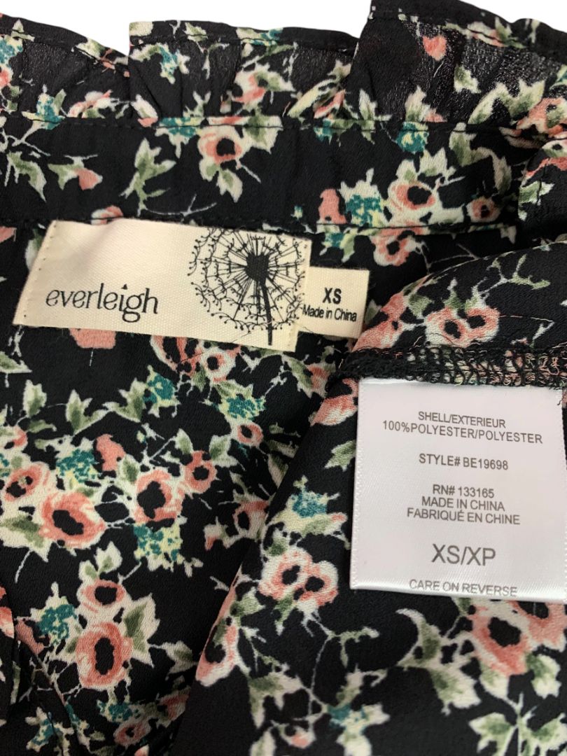 Size XS Everleigh Womens Black Floral Blouse Shirt Sleeveless