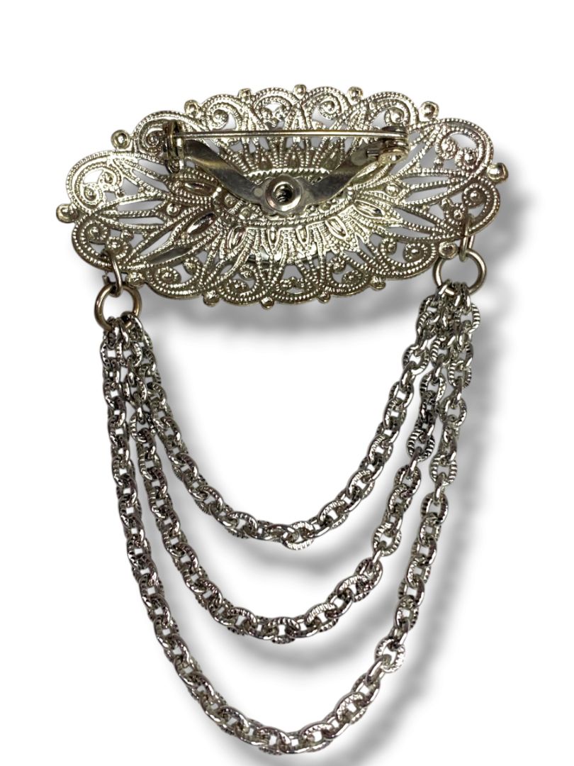 Vintage Silvertone Lightweight Swag Brooch Statement Piece 2" x 2.75"