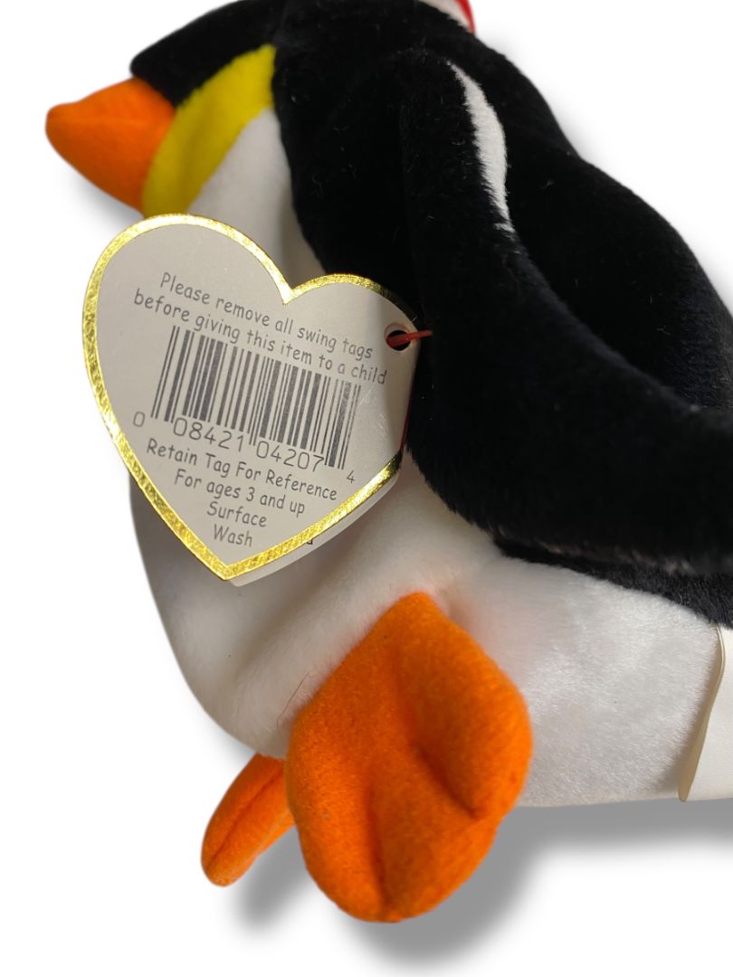 1998 Ty Beanie Baby Penguin Zero Santa Hat Tags 6.5" Plush