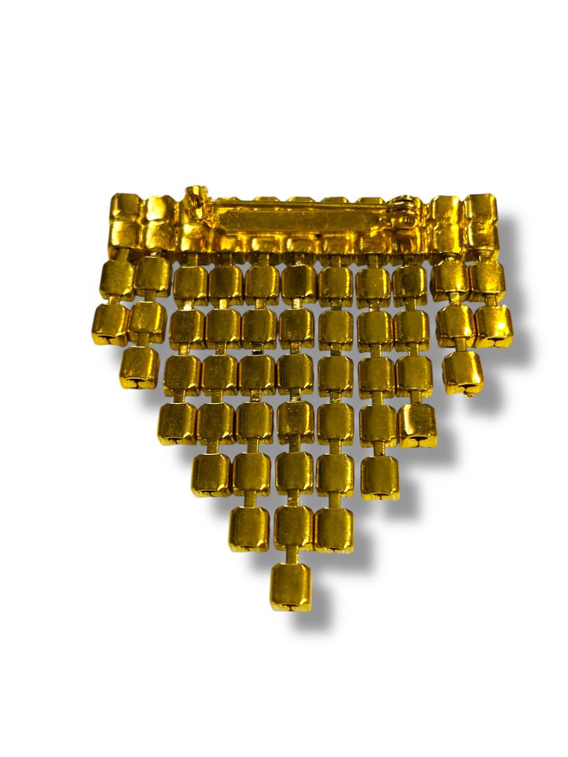 Vintage Goldtone Rhinestone Brooch Pin Swag 2" Sparkle