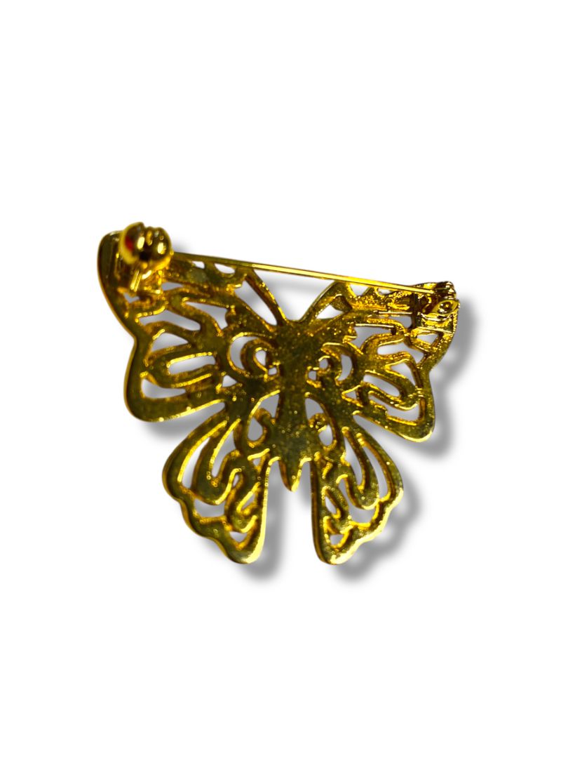 Goldtone Butterfly Brooch Pin 1.75"