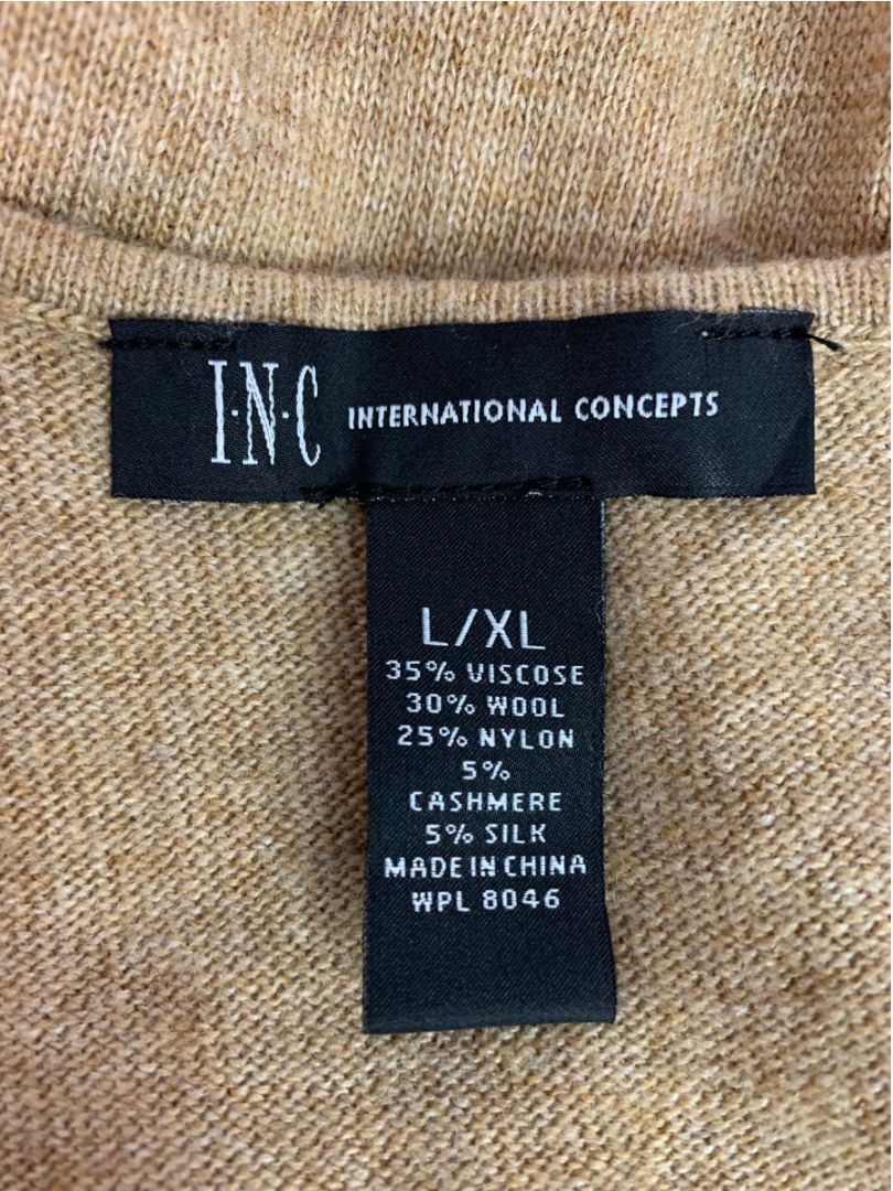 Size XL INC International Concepts Silk Cashmere Blend Asymmetrical Poncho Tan