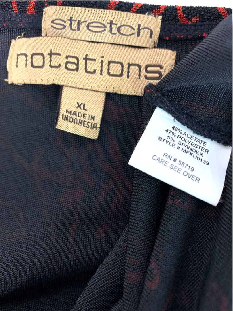 Size XL Notations Stretch Womens Black Travel Knit Shirt Pullover Red Black