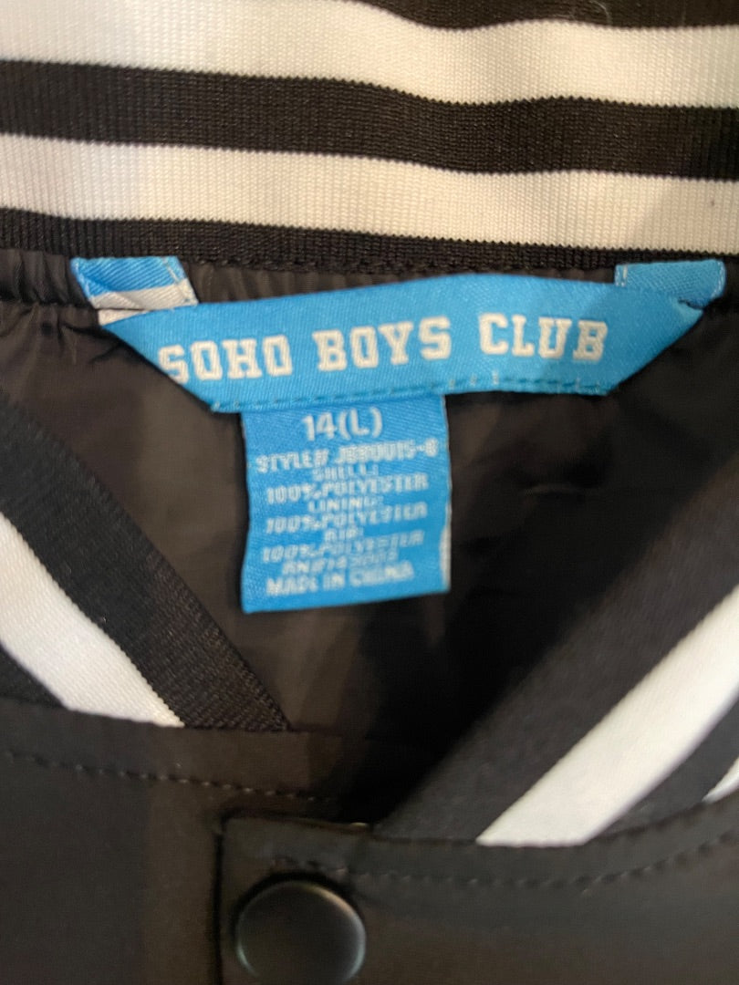 Large (14) SOHO Boys Club Extreme Jacket Racing Black Snap Up Youth