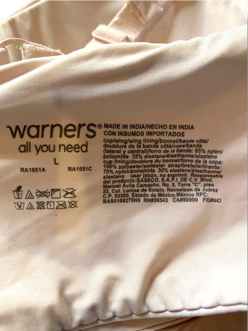 Lot of 3 Size Large Warners All You Need Bras White Aqua Pink Underwire Padded