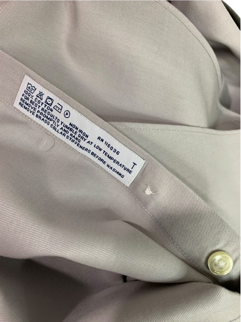 Large (16-33) Charles Tyrwhitt Mens Button Up Dress Shirt French Cuff Gray Non Iron Slim Fit
