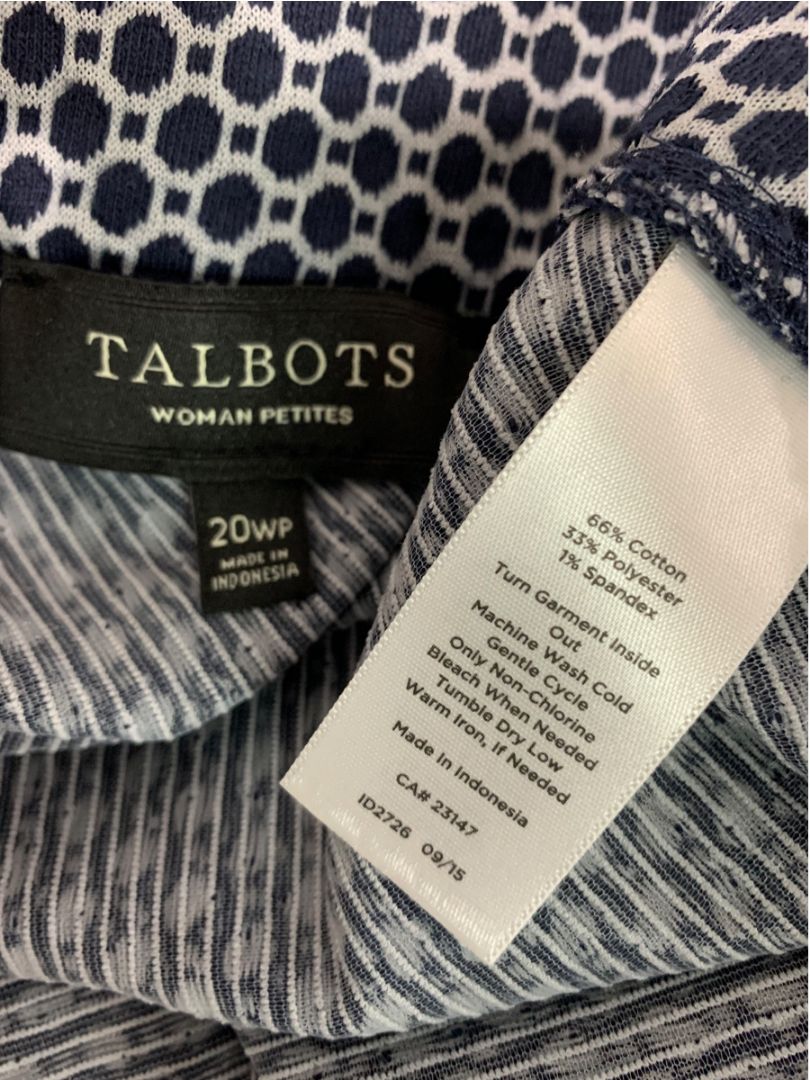 Size 20WP Talbots Woman Navy Blue Dot A-Line Knee Length Pull On Skirt
