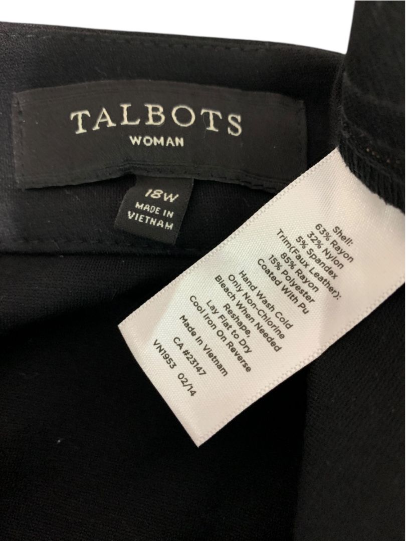 Size 18W Talbots Woman Black Ponte Knit Skirt Above Knee