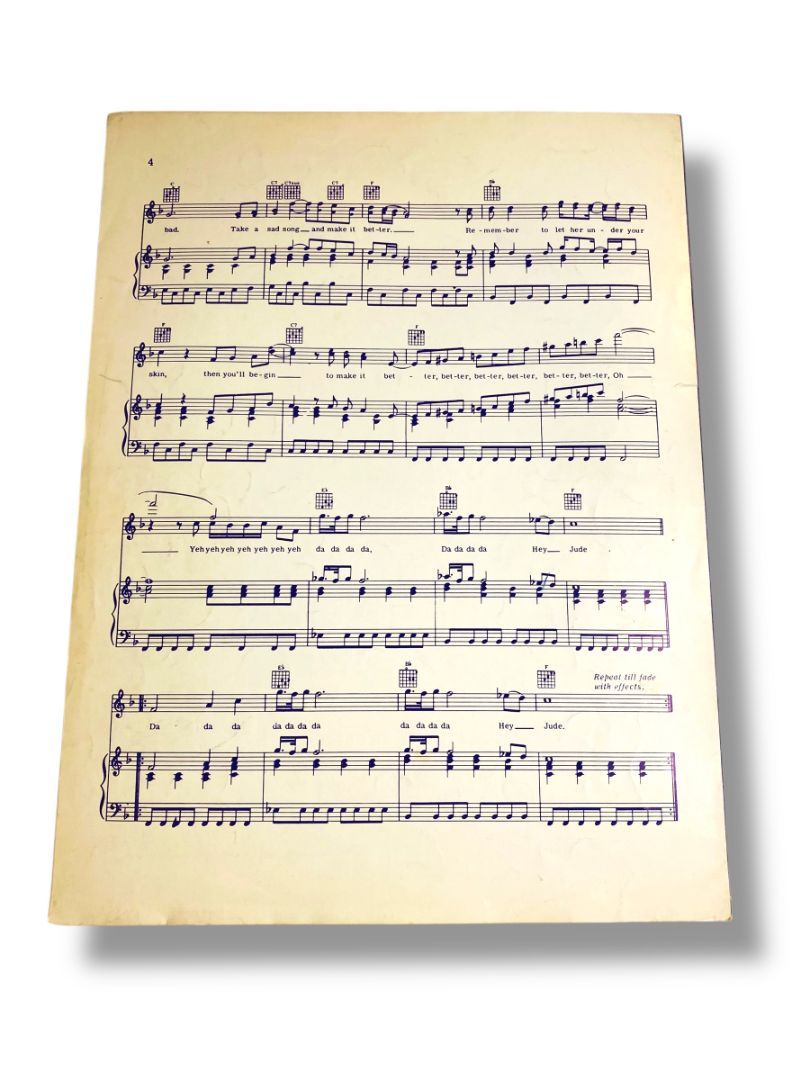 Sheet Music HEY JUDE Vintage 1968 McCartney and Lennon