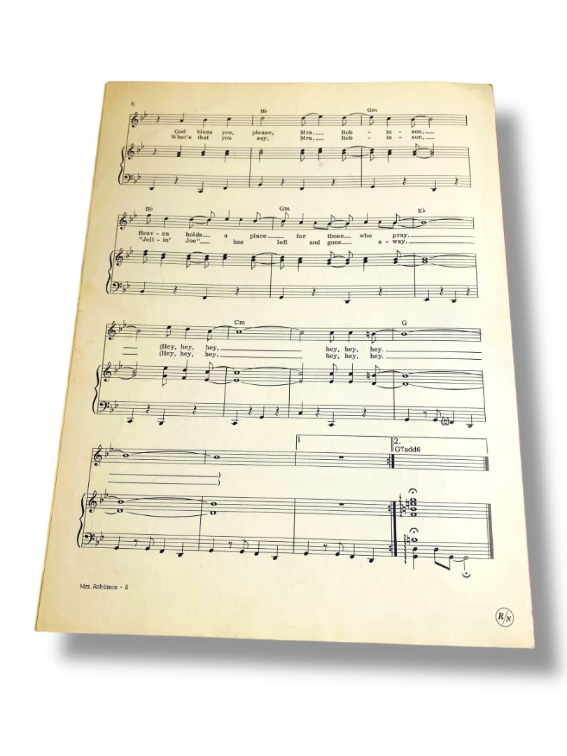 1968 Vintage Sheet Music Paul Simon The Graduate MRS. ROBINSON LOOK!