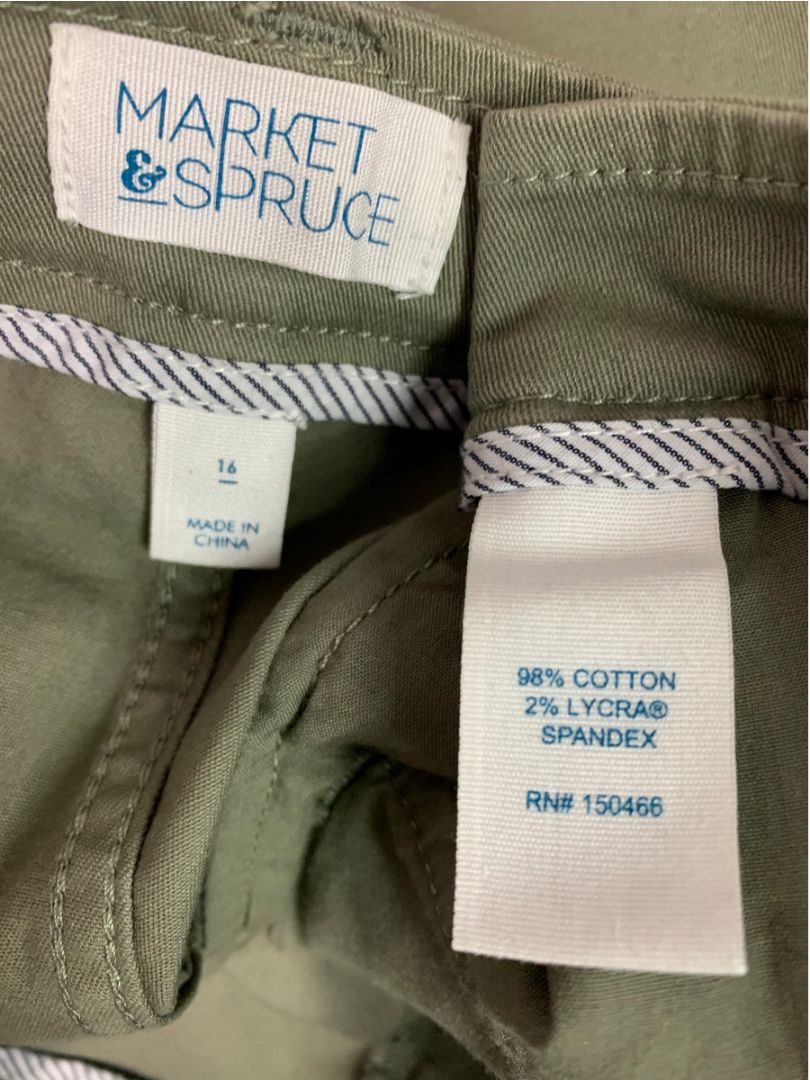 Size 16 Market and Spruce Womens Khaki Green Chino Style Shorts Cuffed