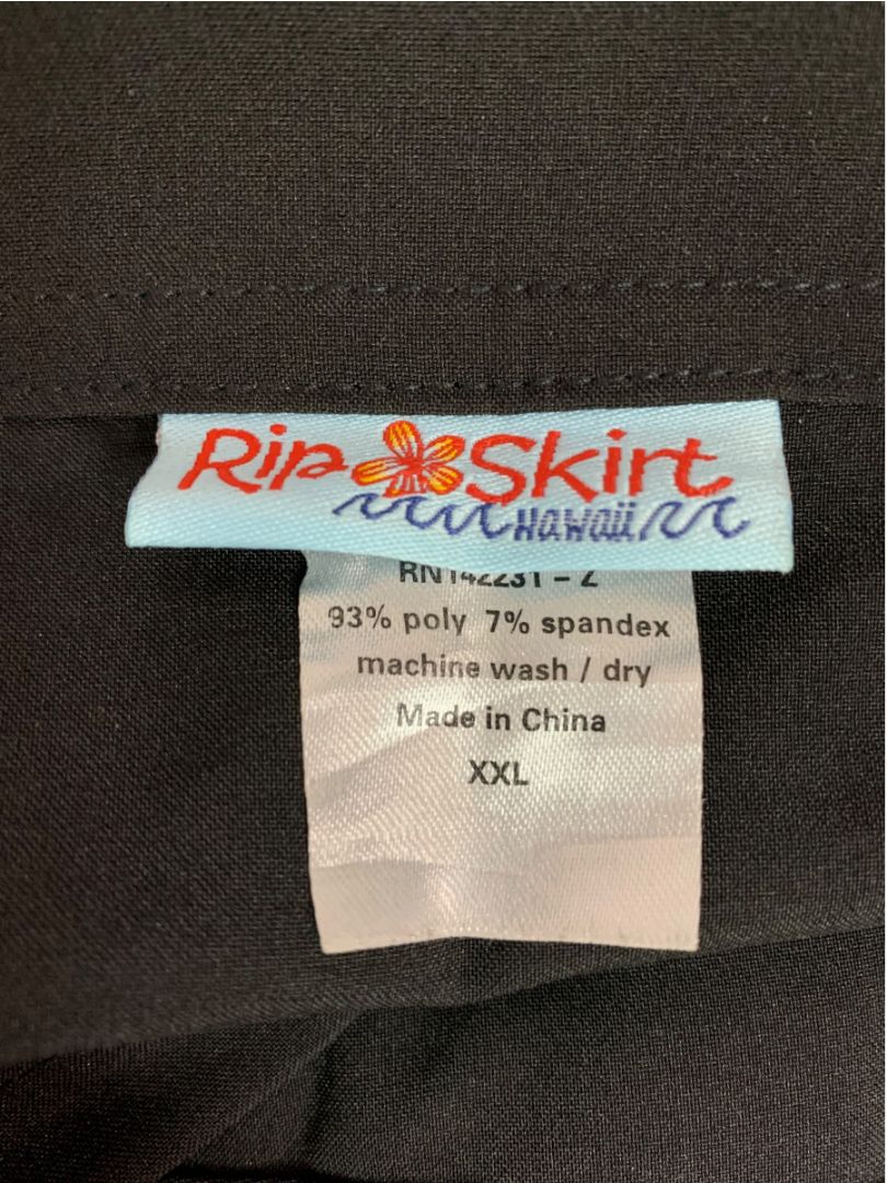 Size XXL RipSkirt Hawaii Packable Quick Dry Breathable Skirt Easy On Off Black