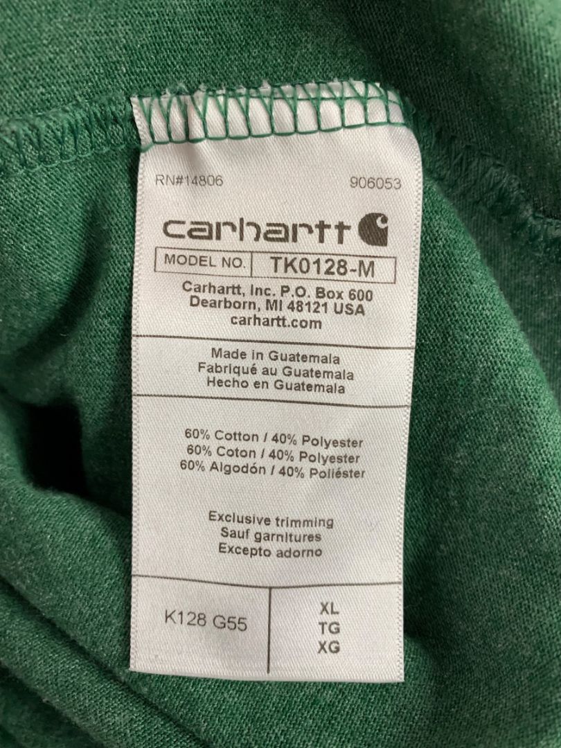 Size XL Carhartt Mens Green Loose Fit Henley Shirt Single Pocket