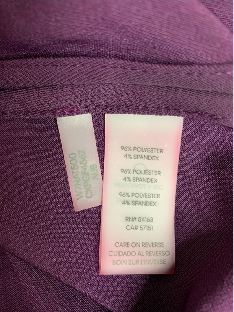 Size 2X Calvin Klein Womens Deep Purple Pullover Blouse Roll Tab Sleeve