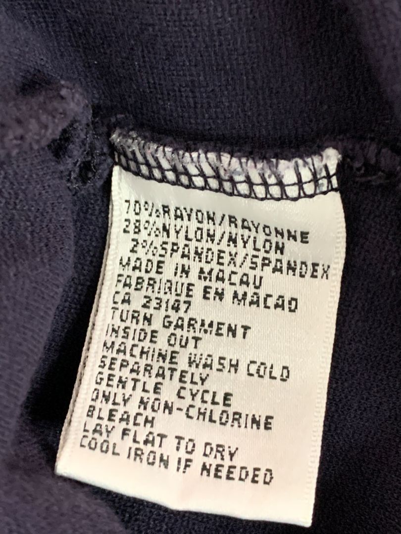 Size Medium Talbots Womens Navy Blue Pullover Shirt Embroidered Hem