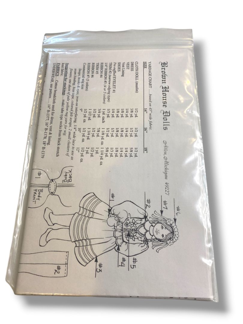 Easy Sew Designs Poland International Cloth Doll & Costume Pattern New B-1462 16"