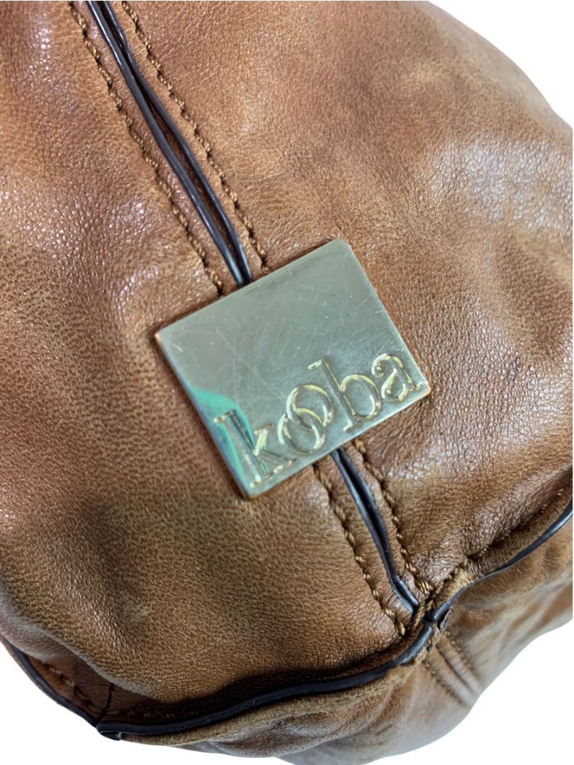 Kooba Brown Jackie Leather Satchel Handbag Distressed Slouchy