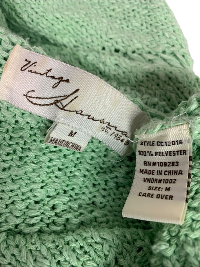 Medium Vintage Havana Womens Green Loose Open Knit Sweater