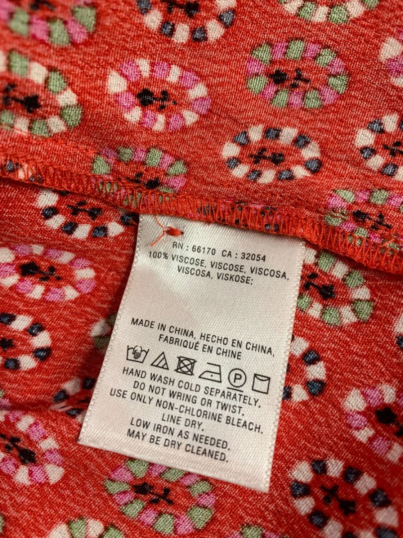 Size 14 Maeve by Anthropologie Red Floral Button Up Midi Dress Pockets