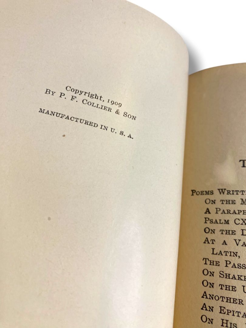 Harvard Classics 4 Complete Poems in English Milton 1909 Hardcover Book
