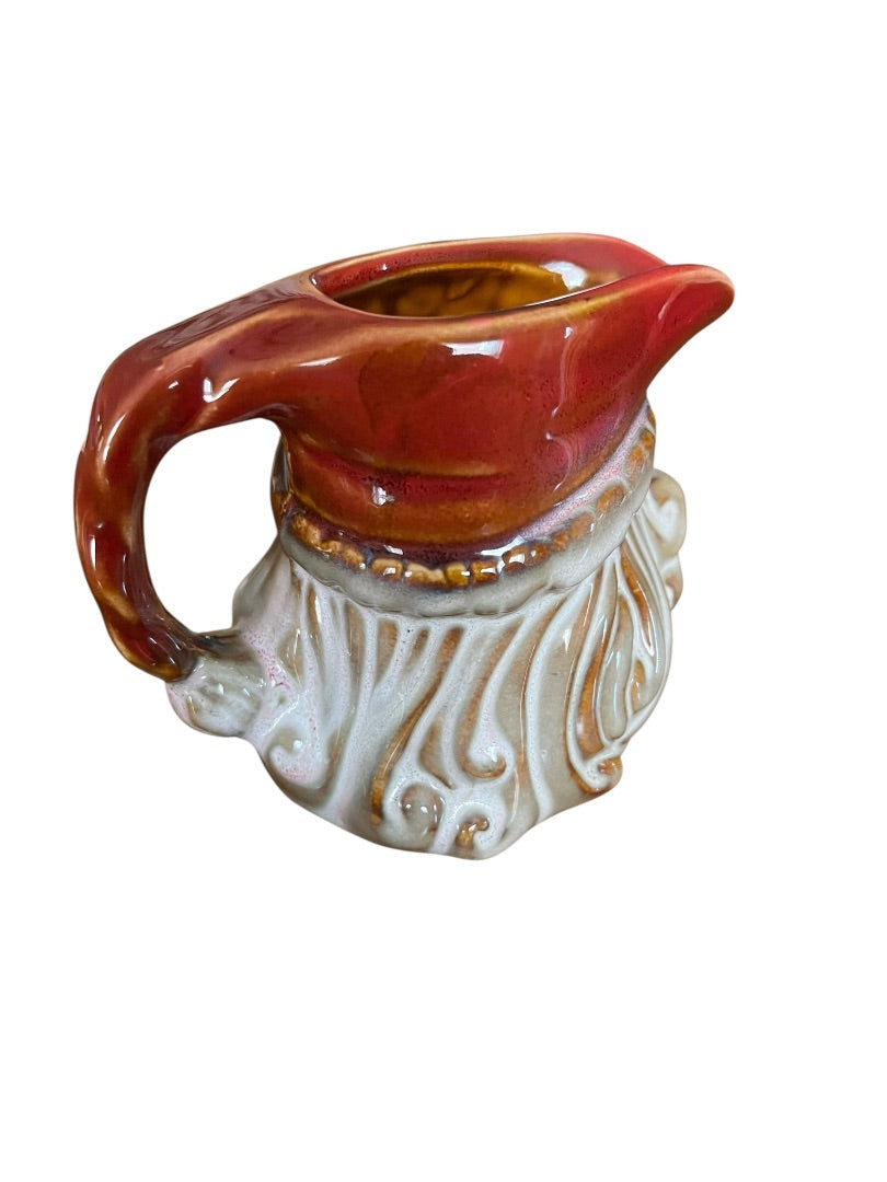 Holiday Santa Ceramic Creamer and Sugar Set Retro Look New