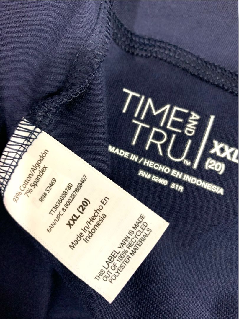 Size XXL (20) Time and Tru New Womens Dark Navy Blue Leggings High Rise
