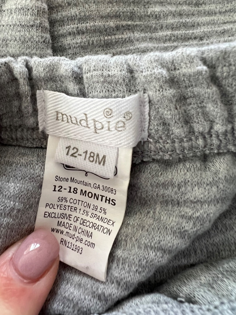 12 - 18 Mos Mud Pie Gray Ribbed Pants Leggings