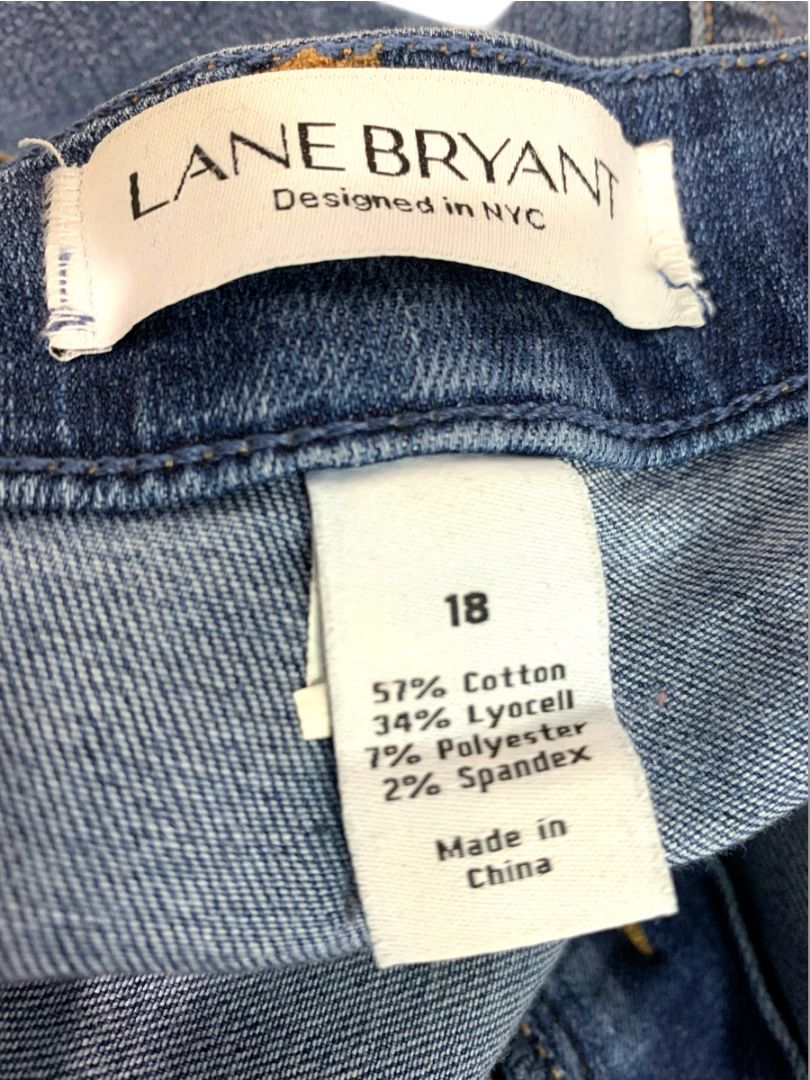 Size 18 Lane Bryant Womens Distressed Raw Hem Jeans Stretch Denim