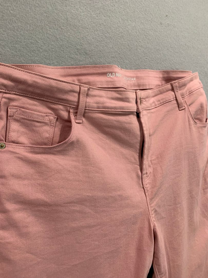 Size 18 Old Navy Womens Rockstar Mid-Rise Pink Jeans Stretch Denim