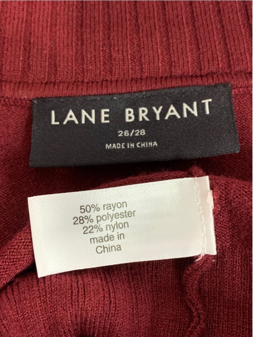 Size 3X (26/28) Lane Bryant Burgundy Womens V-Neck Sweater