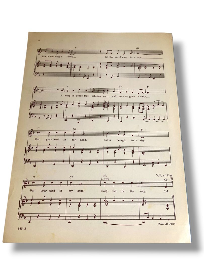 1971 I'd Like to Teach the Word to Sing Sheet Music Backer Davis Cook Greenway Shada Music
