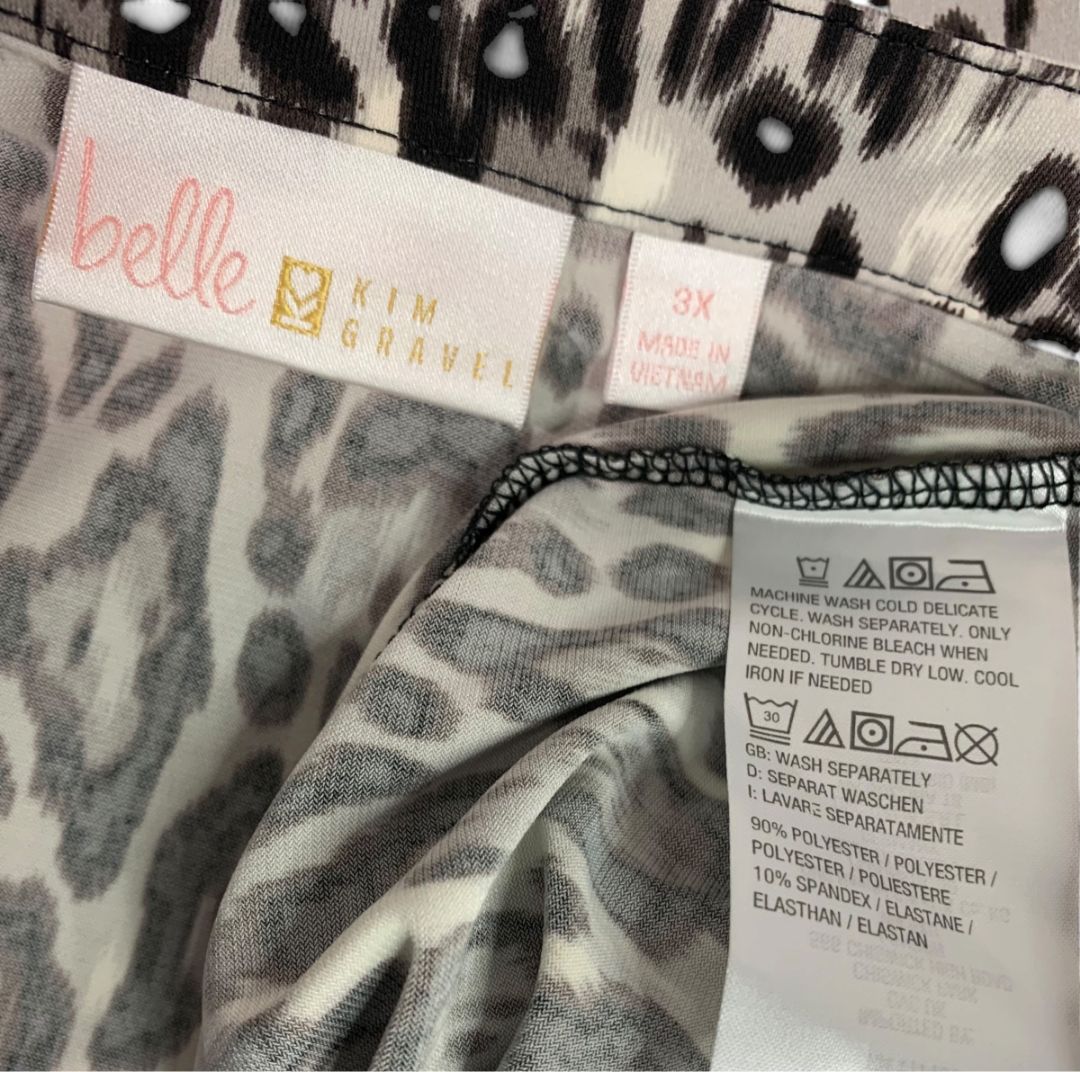 Size 3X Belle by Kim Gravel Pullover Animal Print Blouse Shirt Womens